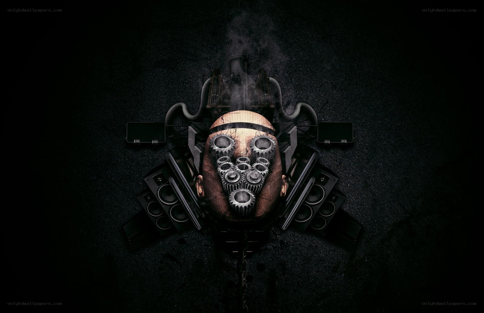 mechanical skull with gears