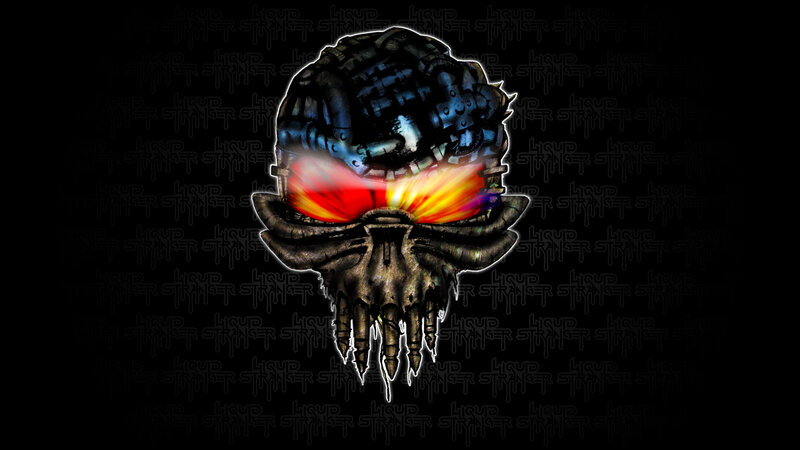 Mechanical Skull with Glowing Eyes — Black