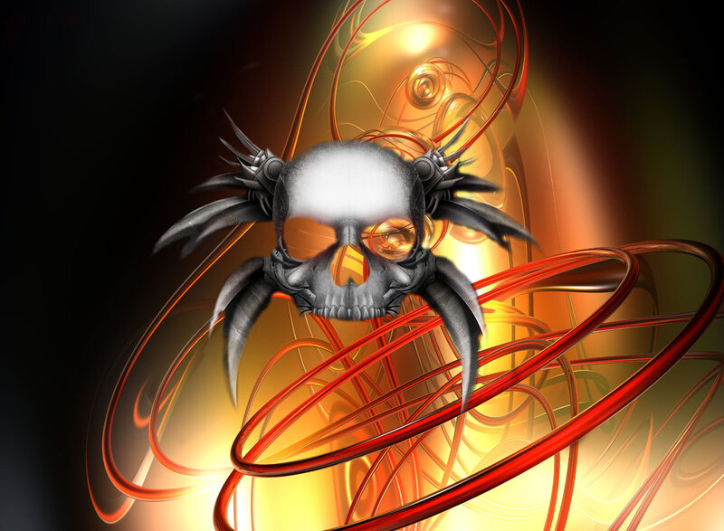 Mechanical Skull with Glowing Wires