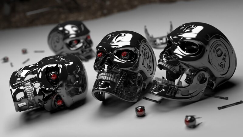 Mechanical Skulls — Black, Dramatic