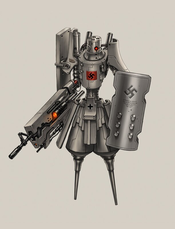 Mechanical Soldier Robot — Gray, Dramatic