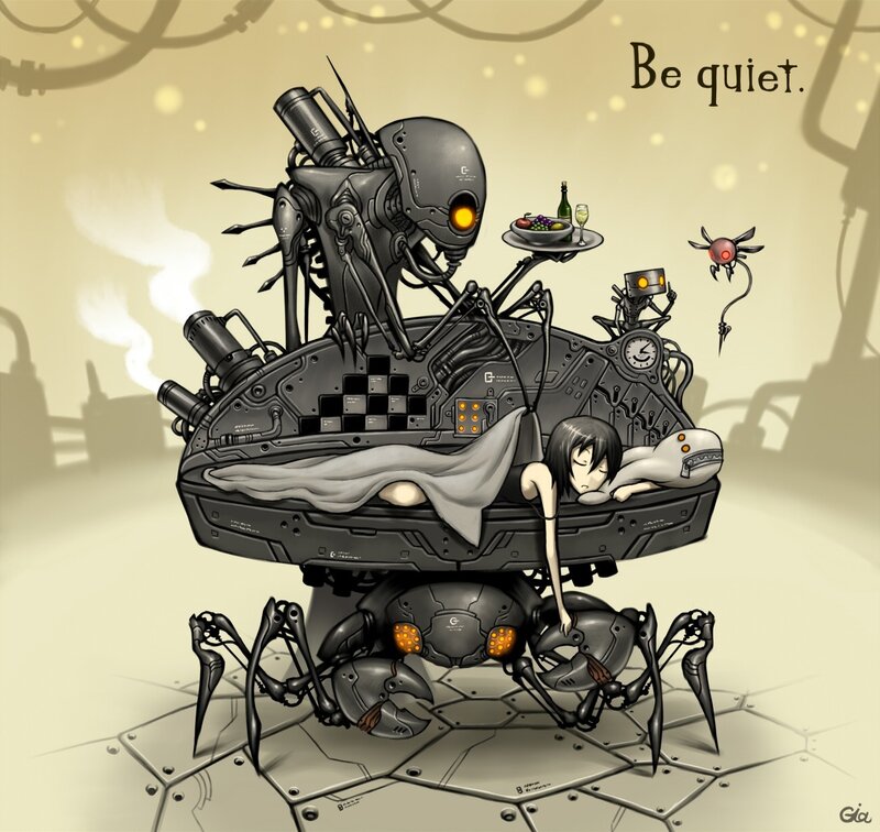 Mechanical Spider Carrying Girl