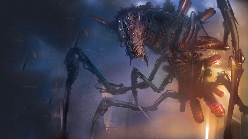 Mechanical Spider Creature — Blue