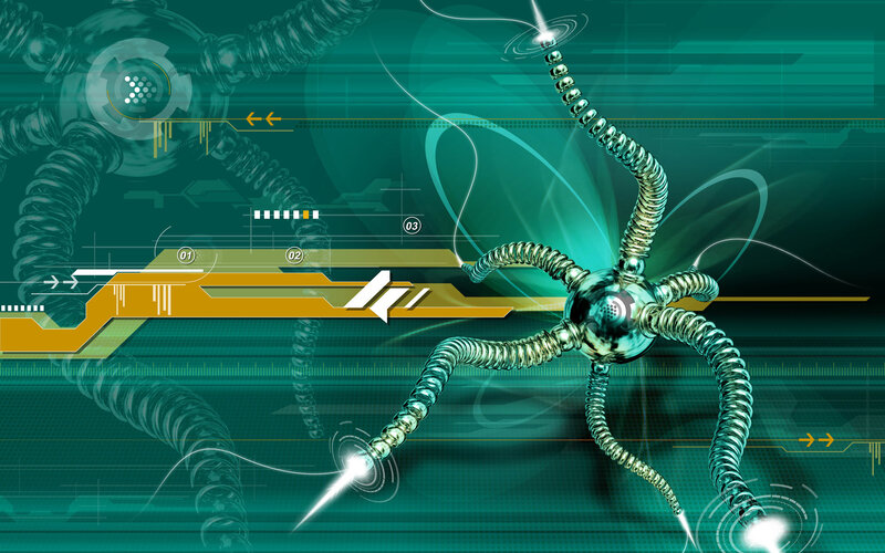 Mechanical Spider Creature — Teal, Futuristic