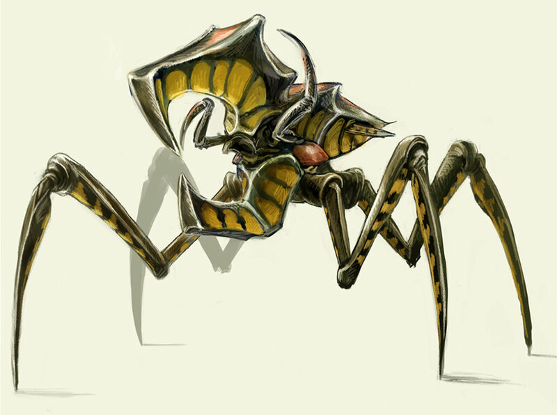 Mechanical Spider Creature — Yellow