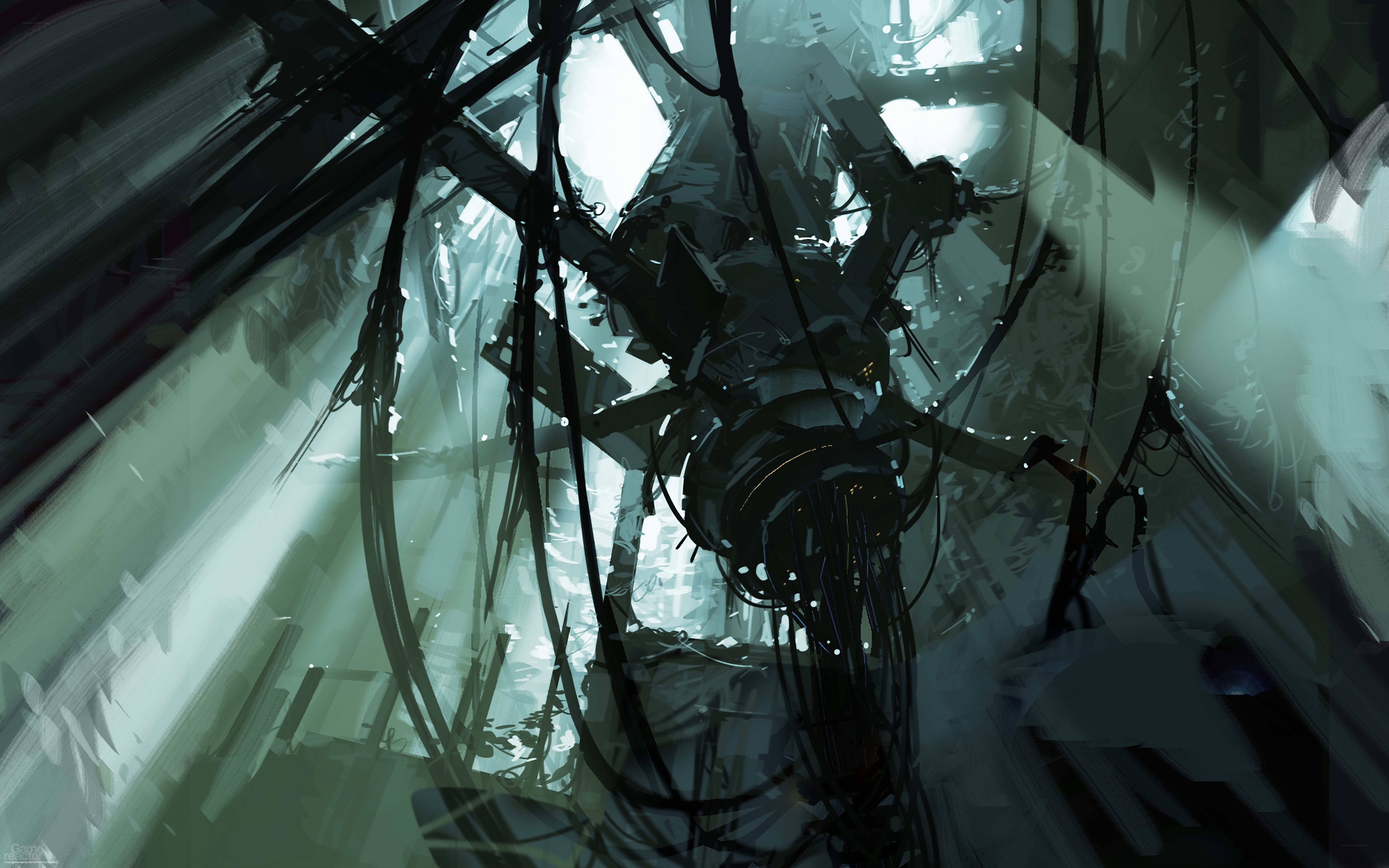 mechanical spider in debris