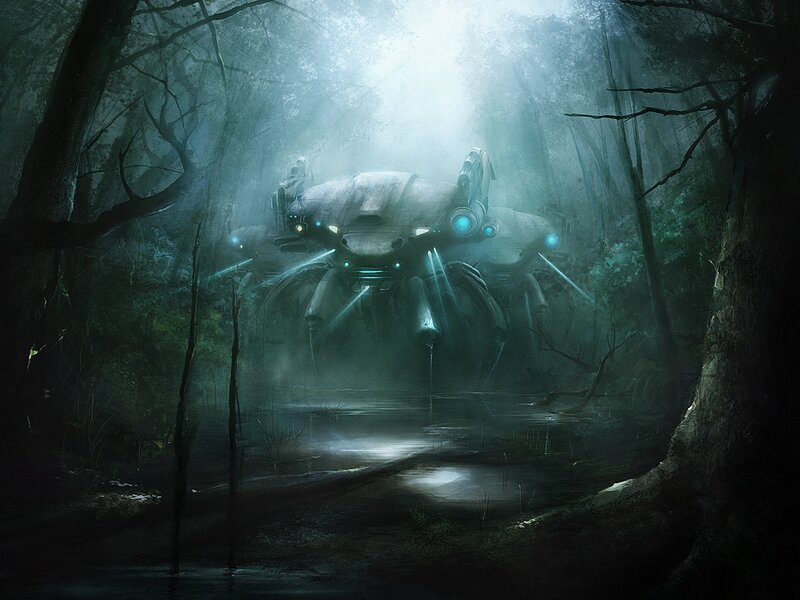 Mechanical Spider in Forest