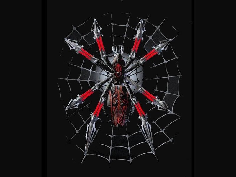 mechanical spider in web
