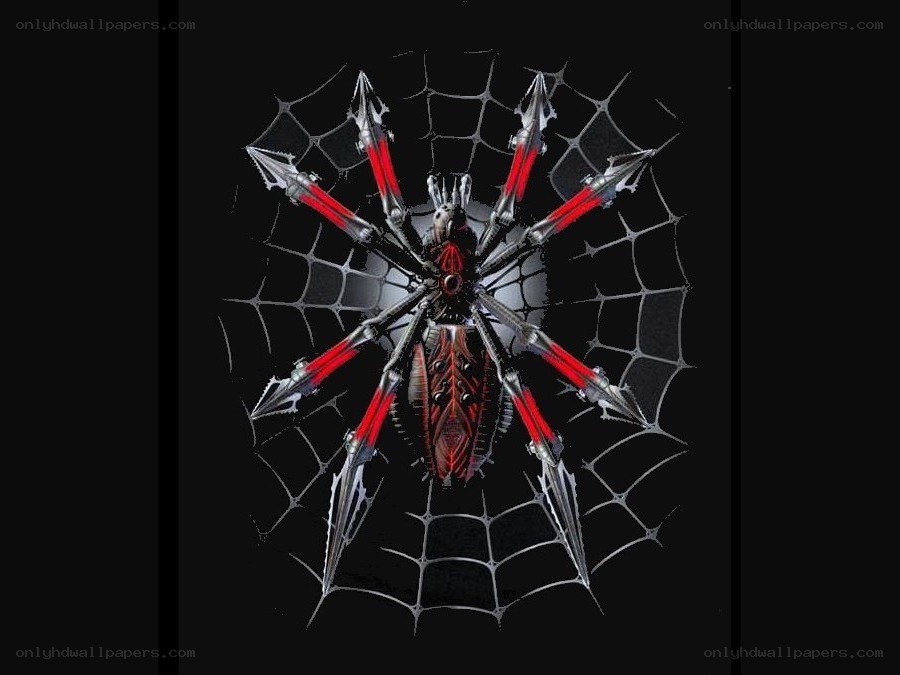 mechanical spider in web