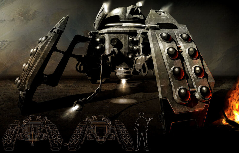 Mechanical Spider Robot — Black, Dramatic