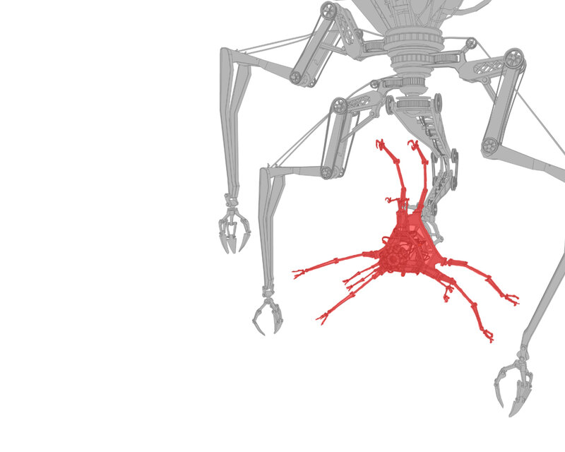 Mechanical Spider Robot — Gray, 3d Render