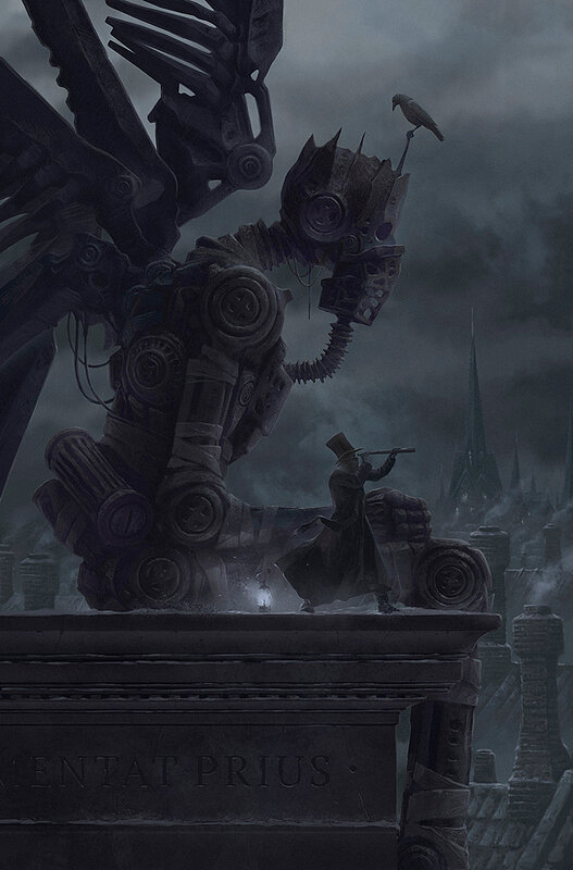 Mechanical Statue with Crow