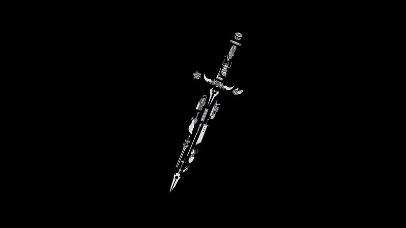 Mechanical Sword Design — Black, Dramatic, Digital Art