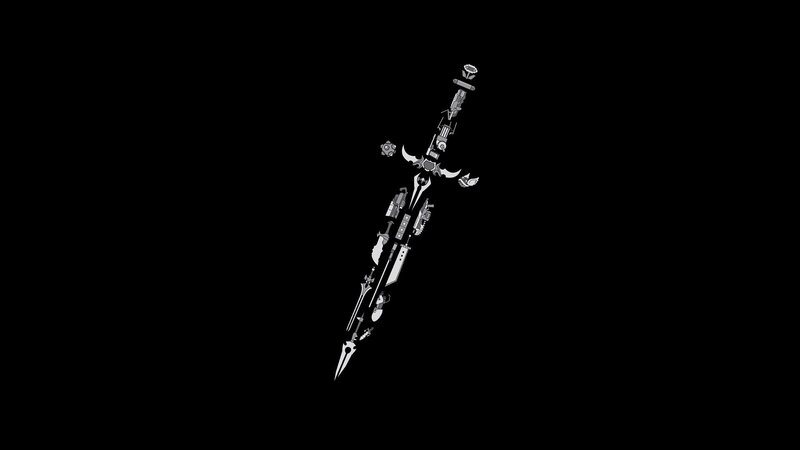 Mechanical Sword Design — Black, Dramatic