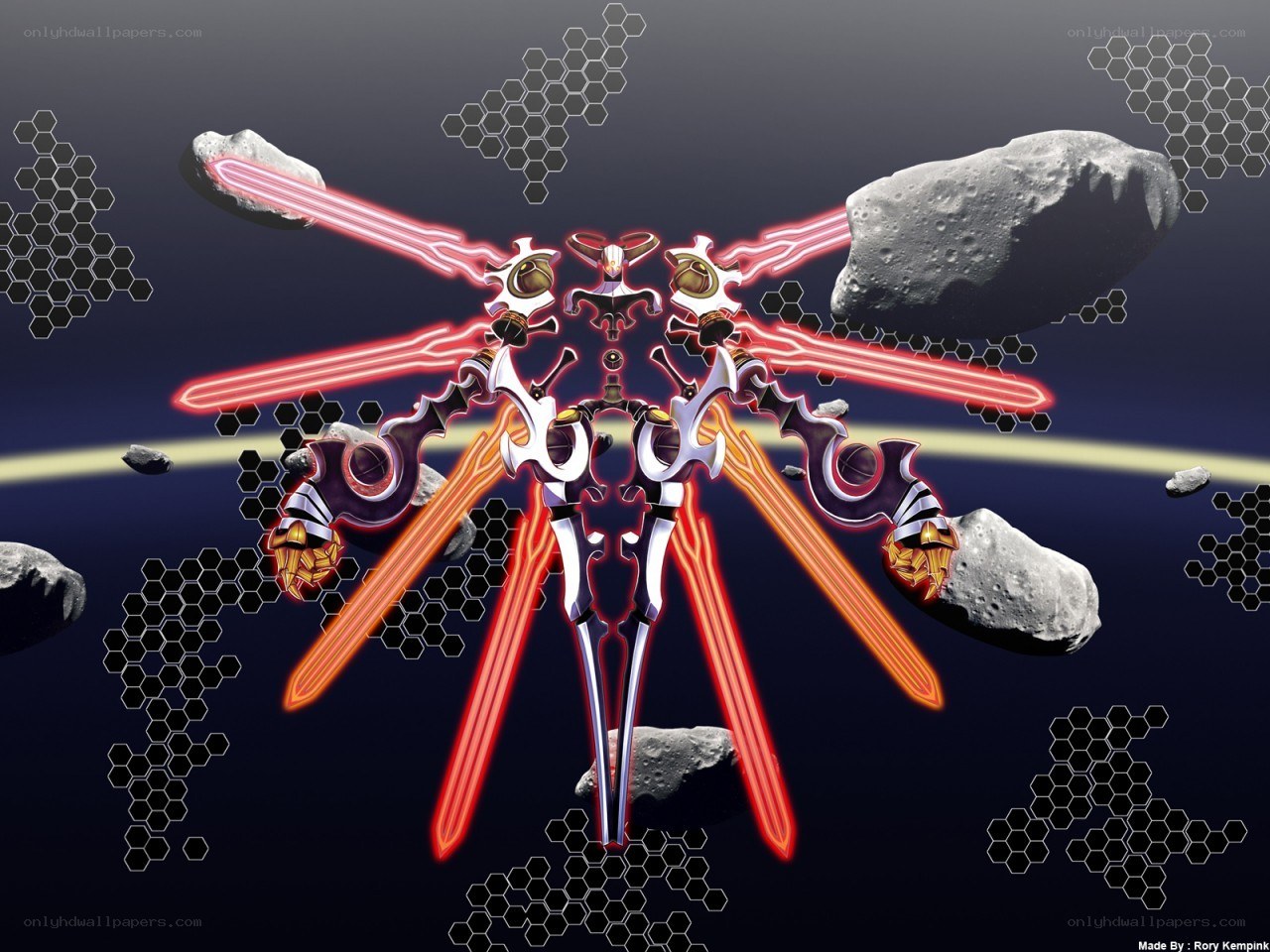 Mechanical sword entity in space