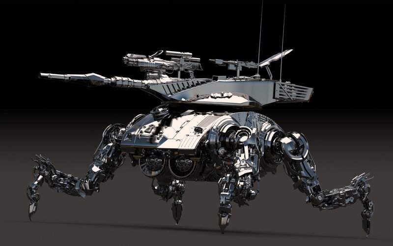 Mechanical Tank Robot — Silver