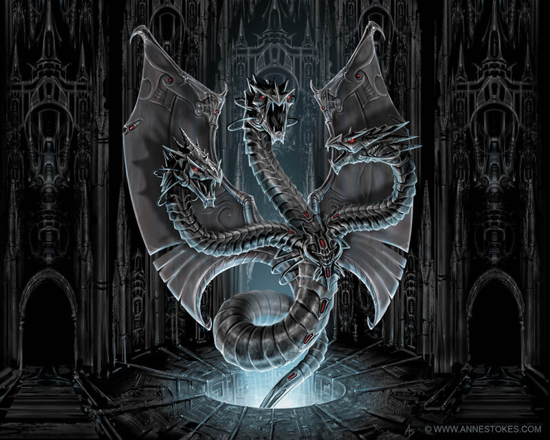 Mechanical Three-headed Dragon — Black, Dramatic