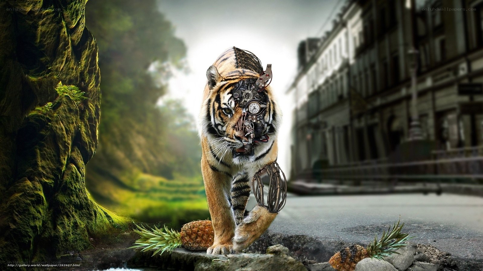 mechanical tiger in city