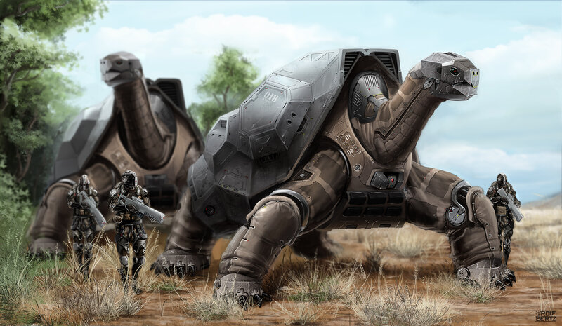 Mechanical Tortoises with Soldiers