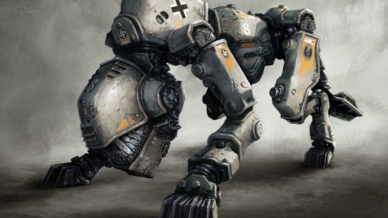 Mechanical War Robot — Gray, Dramatic