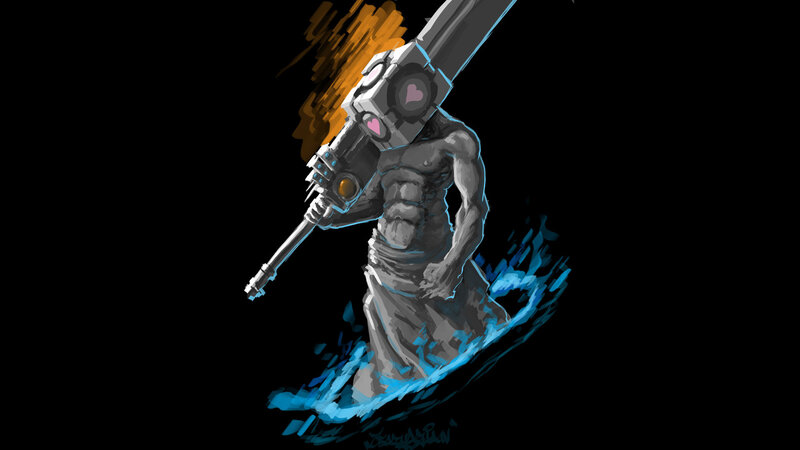 Mechanical Warrior — Black, Dramatic, Digital Art