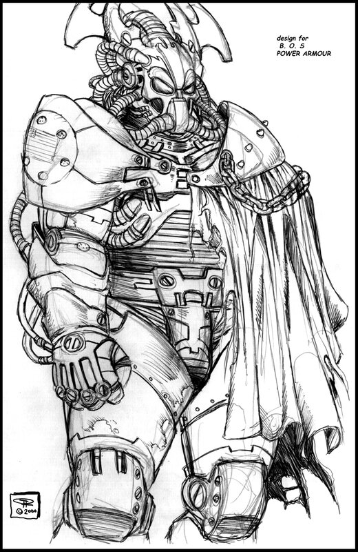 Mechanical Warrior — Black, Dramatic, Illustration