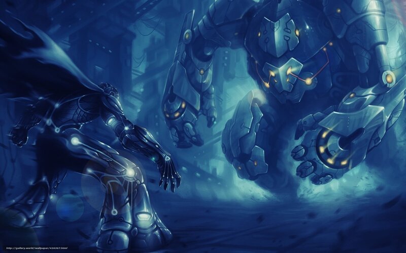 Mechanical Warrior Facing Giant Robot