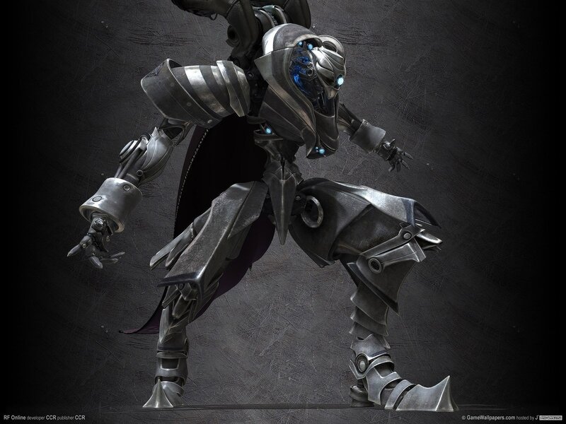 mechanical warrior in armor