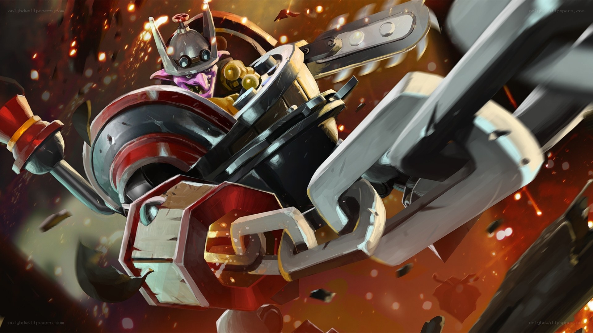 Mechanical warrior in battle