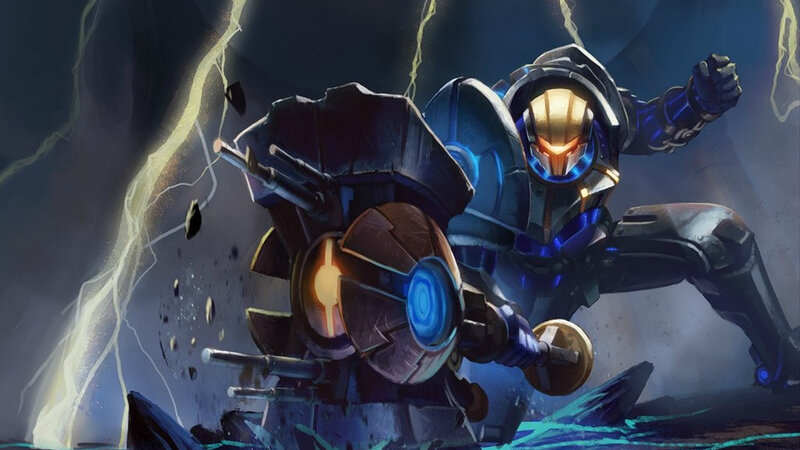 Mechanical Warrior in Battle — Blue