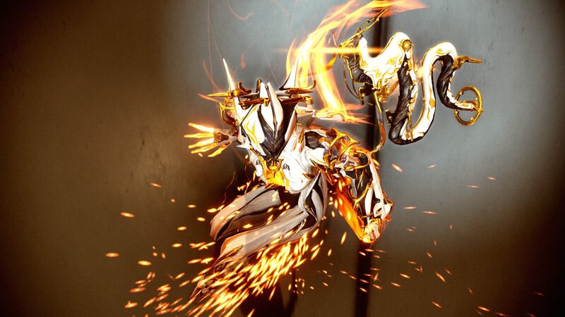 Mechanical Warrior in Flames — White