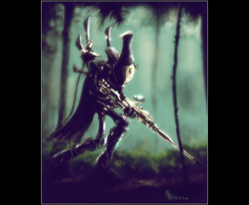 Mechanical Warrior in Forest