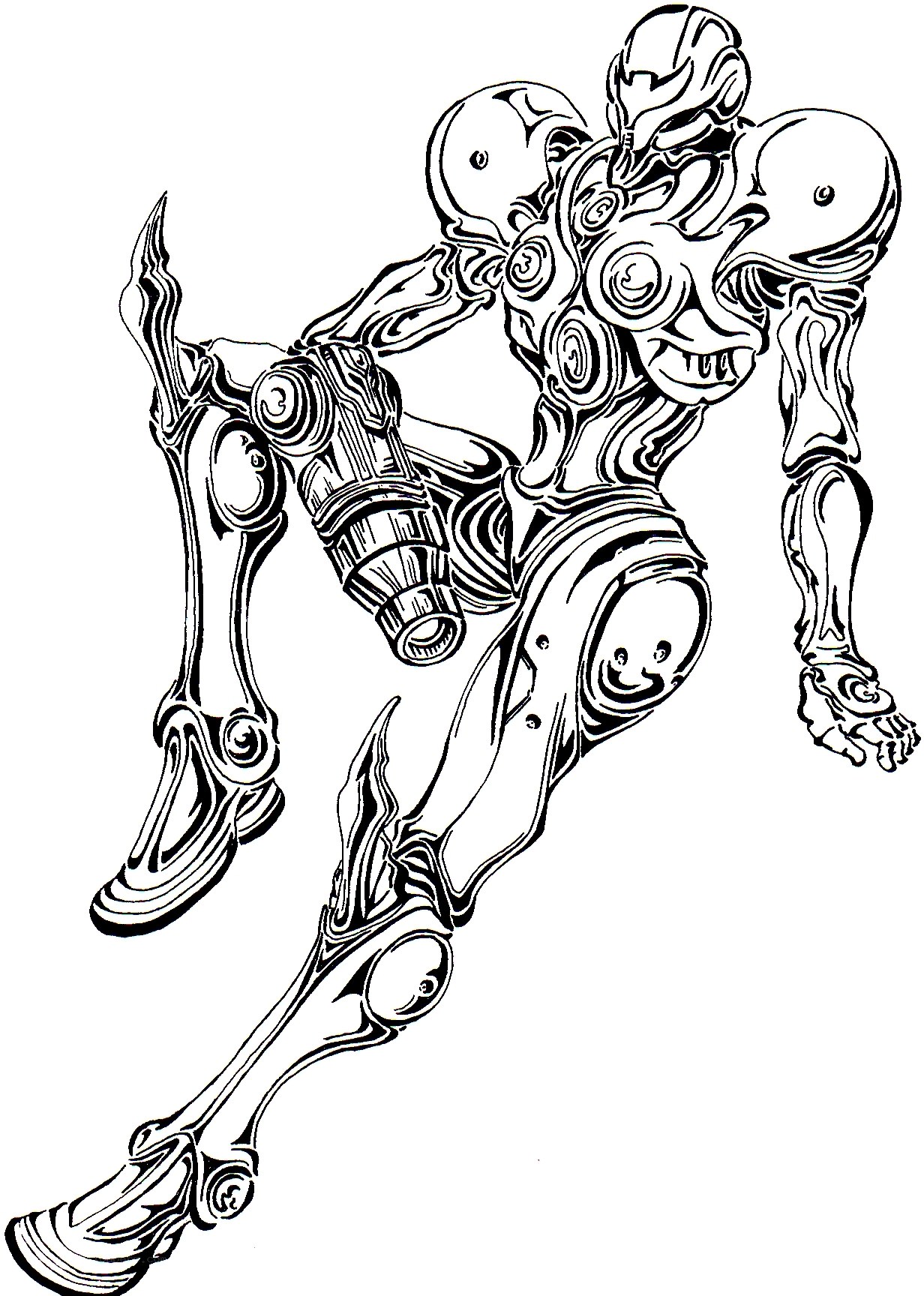 mechanical warrior in motion