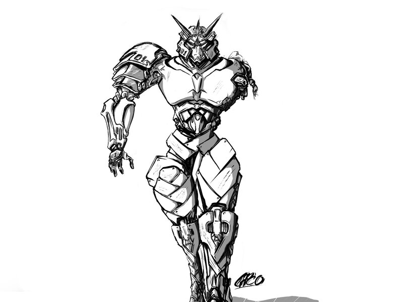 mechanical warrior sketch