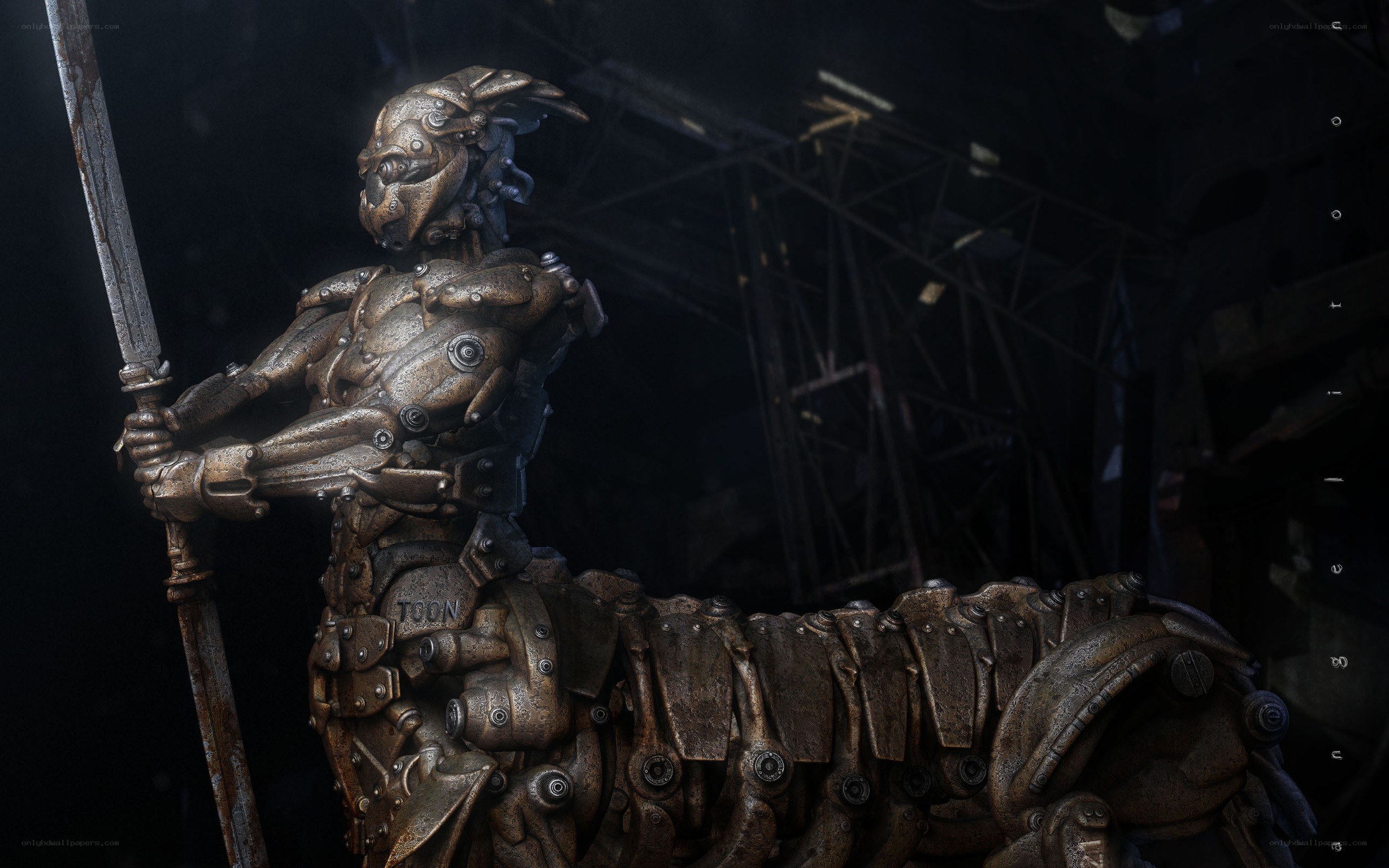 mechanical warrior statue
