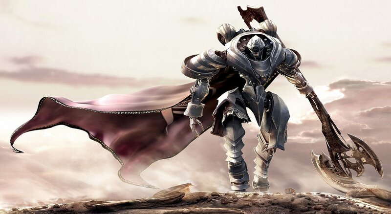 Mechanical Warrior with Axe — Gray