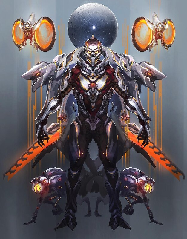Mechanical Warrior with Drones