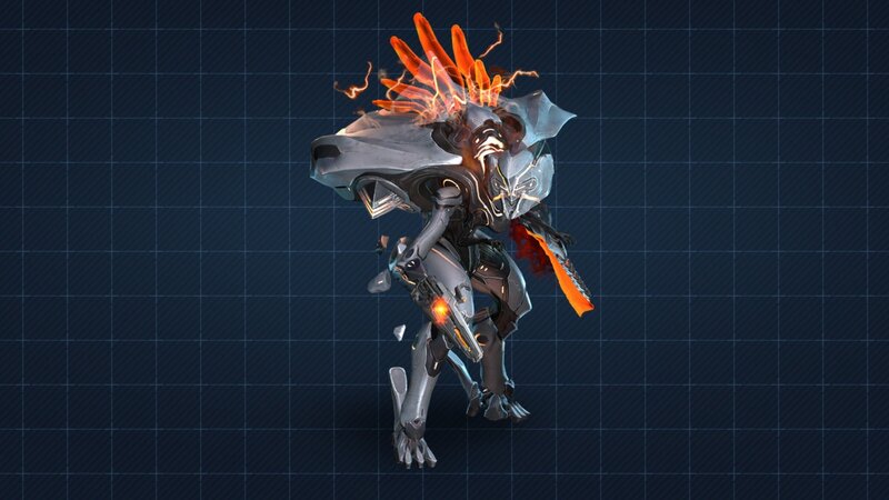 Mechanical Warrior with Flames — Blue