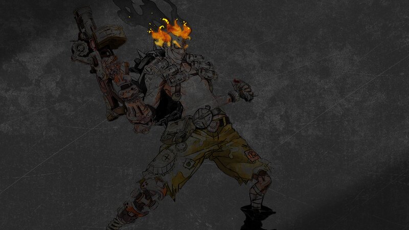 Mechanical Warrior with Flames
