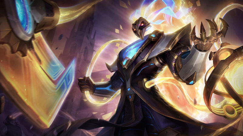 Mechanical Warrior with Glowing Energy — Purple