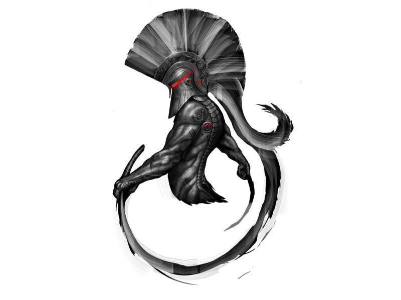 Mechanical Warrior with Helmet