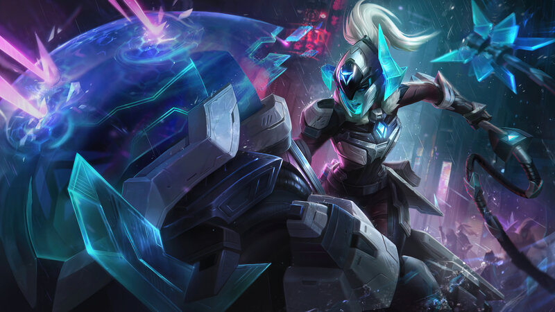 Mechanical Warrior with Shield — Blue, Dramatic