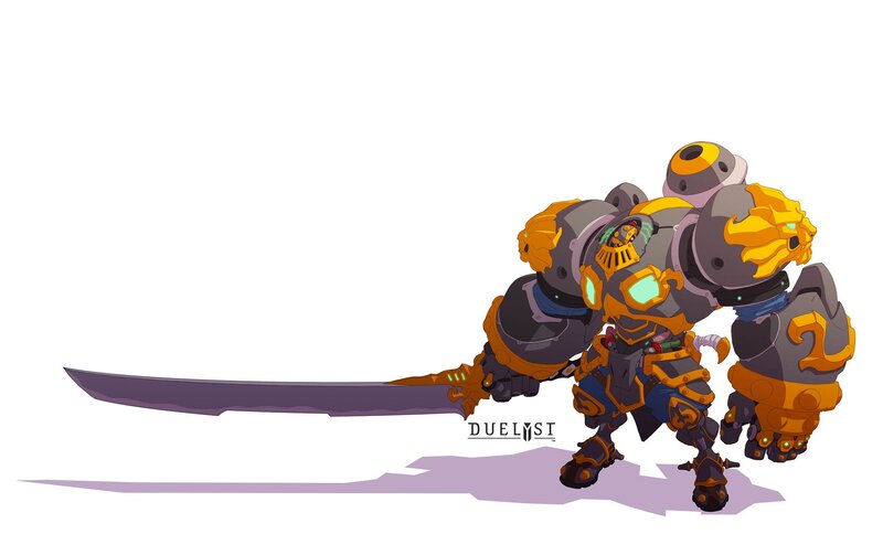 Mechanical Warrior with Sword — Gray, Dramatic, Digital Art