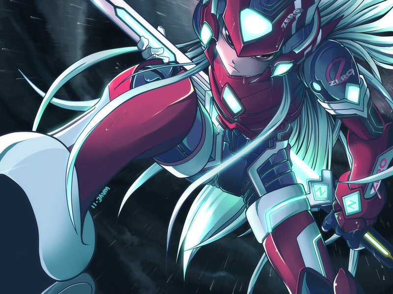 Mechanical Warrior with Sword — Red, Dramatic