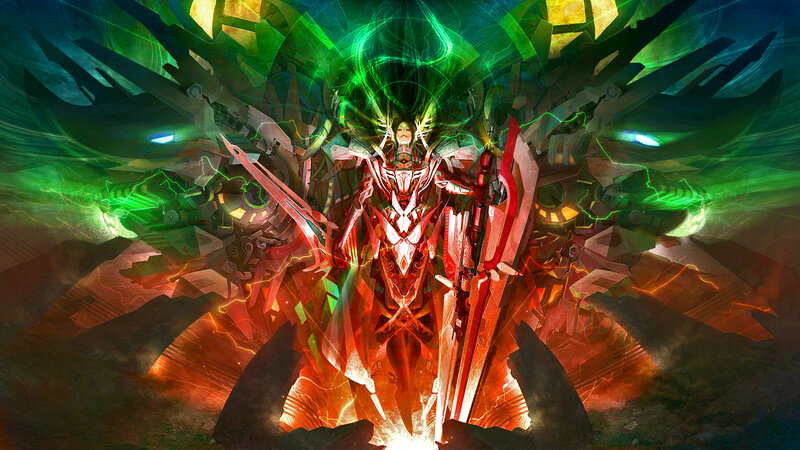 Mechanical Warrior with Swords — Green