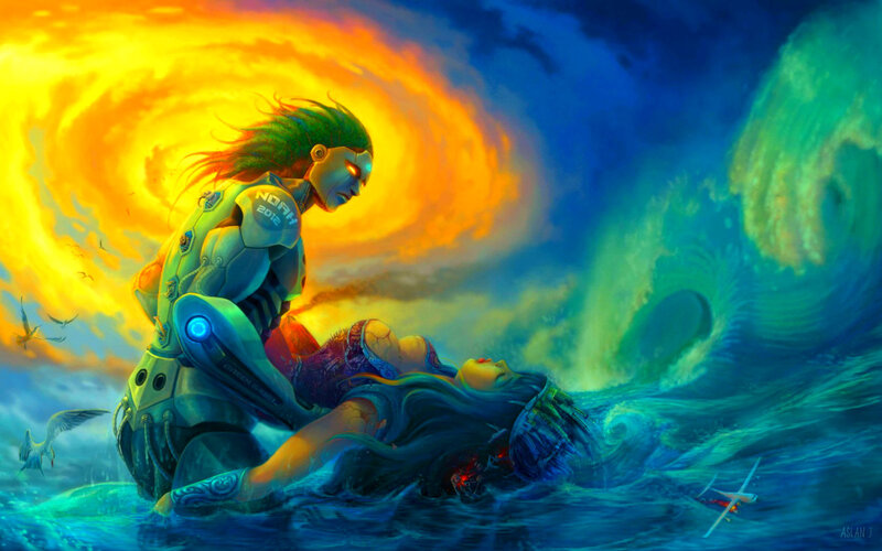 Mechanical Warrior with Woman