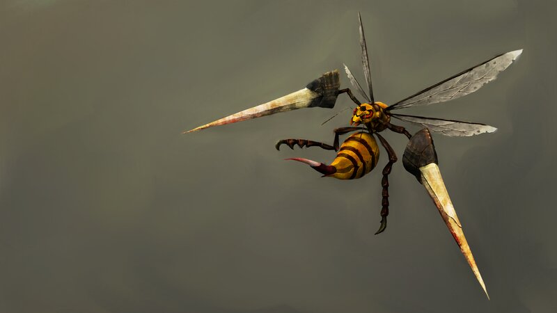 Mechanical Wasp Creature — Gray
