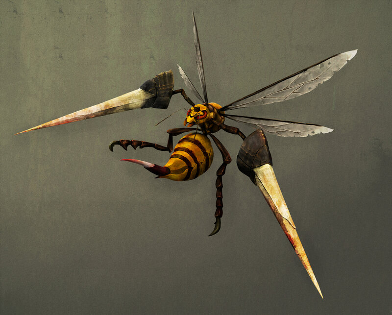 Mechanical Wasp Creature — Yellow