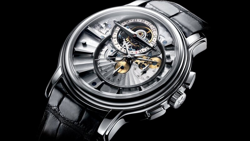 Mechanical Watch — Black, Dramatic, Photograph, Black Leather Strap, Silver Case, Exposed Gears