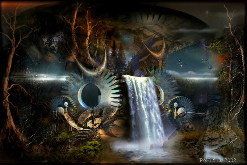 Mechanical Waterfall Landscape